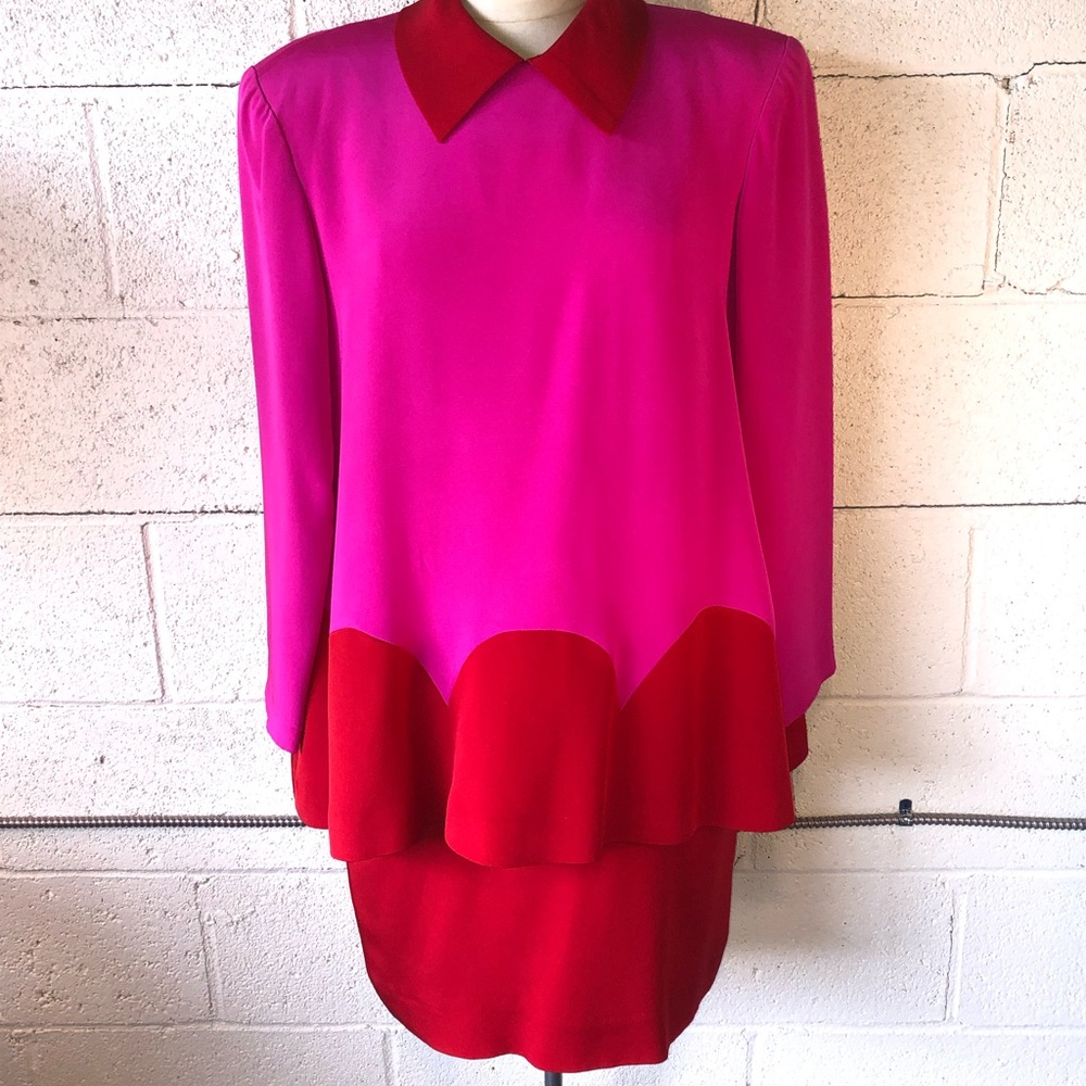 Hot pink and red Steven Stolman mod looking dress